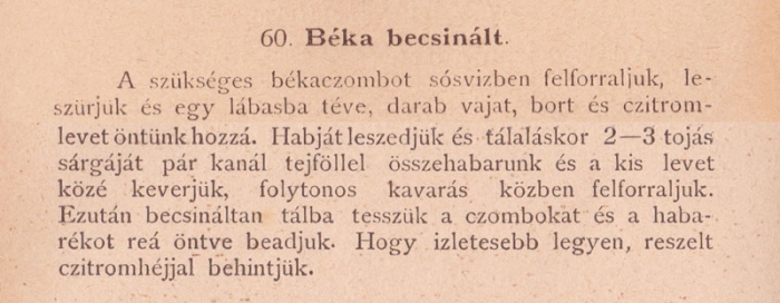 Recept a Magyar Nemzeti Szakács Könyvből: béka becsinált
